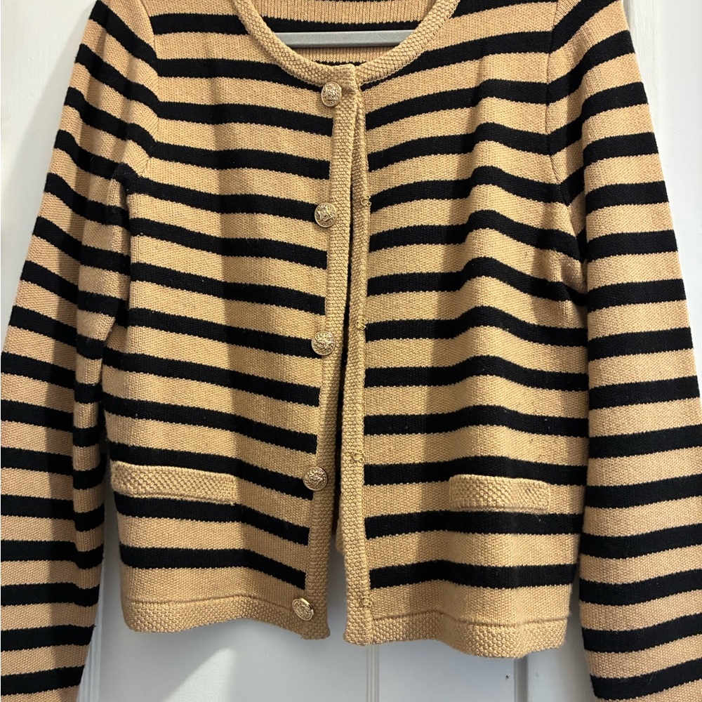 Goelia Button Up Woolen Striped Cardigan Size L/US 8/UK 12